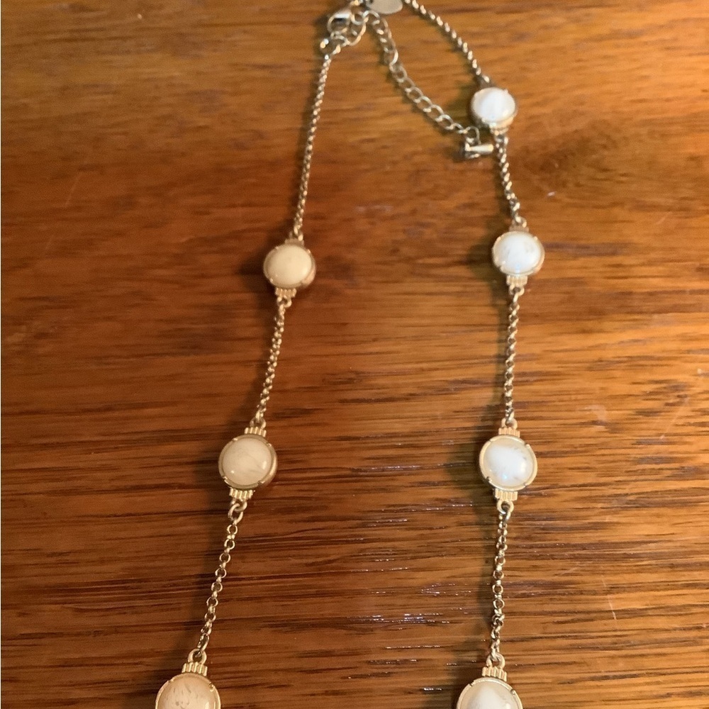 Lia Sophia 36in Gold Tone Milky White Cabochon Long Station Necklace - Picture 8 of 9